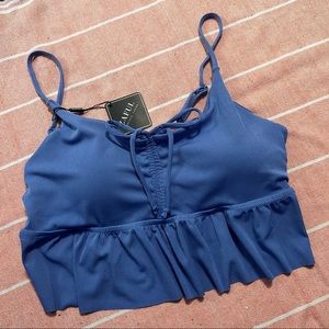 brand new! Zaful Blue Bikini Ribbed Top US 16